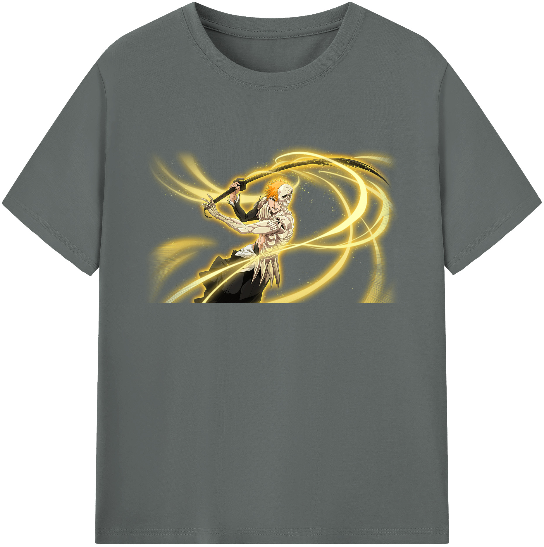 （画像用） ブリーチ 黒崎一護（くろさき いちご）BLEACH Kurosaki Ichigo 綿100％ メンズ半袖Tシャツ｜肌触りやわらか＆通気性